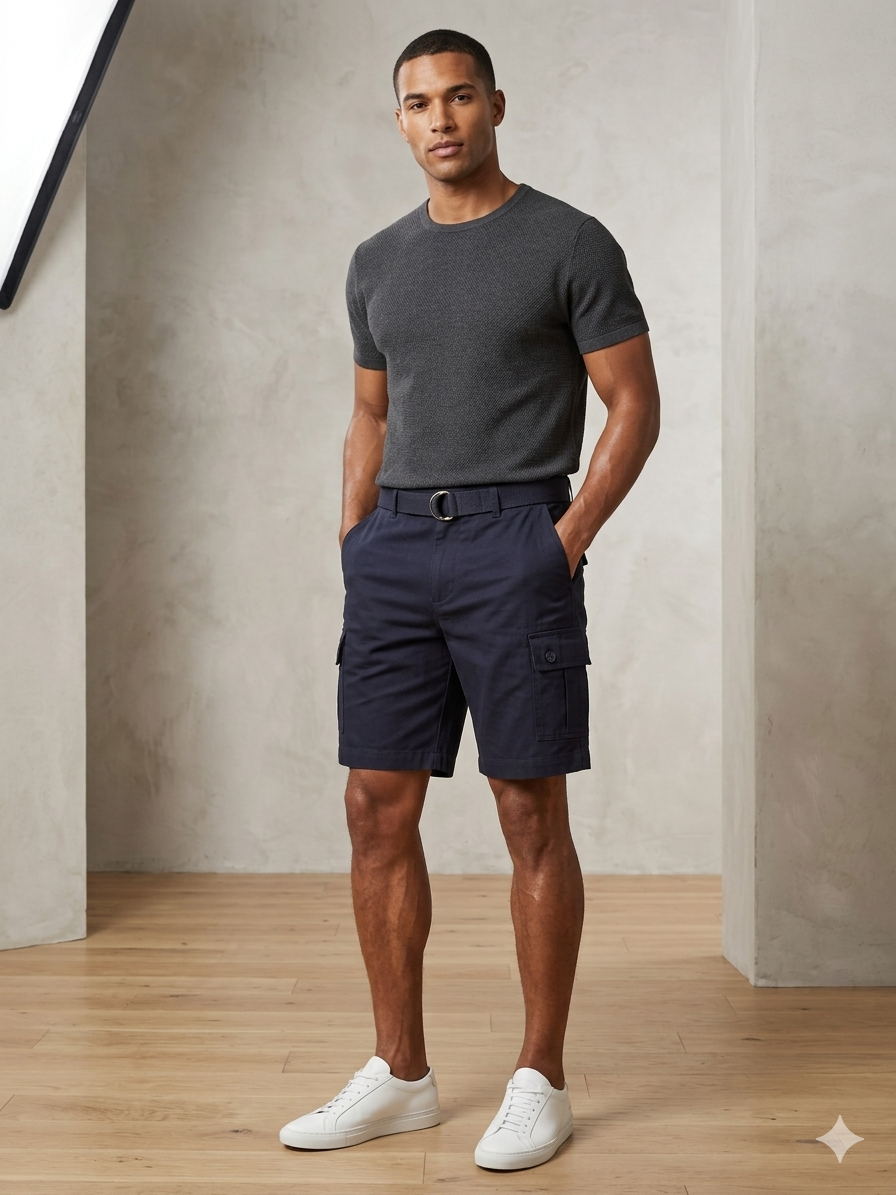 MEN CARGO SHORT WITH BELT