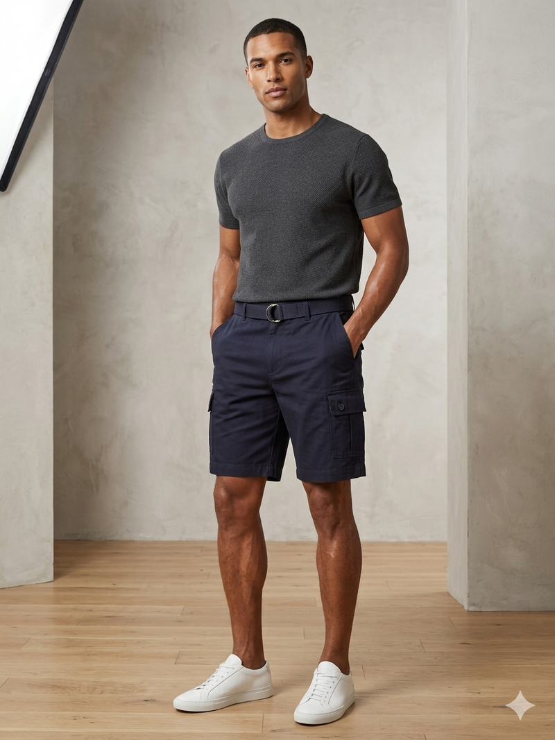 MEN CARGO SHORT WITH BELT
