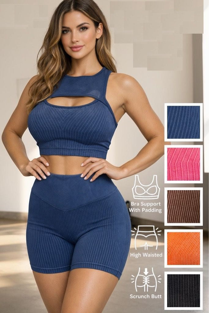 Cutout Two-Piece Activewear short  Set