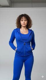 3-piece fleeced set with zipper detail